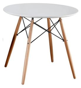 Étkezőasztal, fehér|bükk, átmérő 80 cm, GAMIN NEW 80