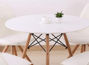 Étkezőasztal, fehér|bükk, átmérő 80 cm, GAMIN NEW 80