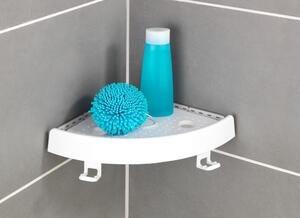 Fehér sarok öntapadós műanyag fürdőszobai polc Quick-Fit – Allstar