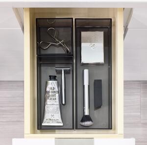 Matt fekete újrahasznosított műanyag fürdőszobai rendszerező szett kozmetikumokhoz 3 db-os Stack & Slide – iDesign
