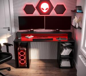 Sarok Gamer PC asztal Garrick 1 (fekete) (LED RGB világítással)