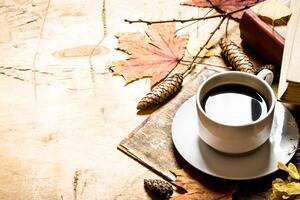 Kép őszi csésze kávé