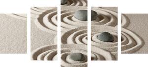 5-részes kép Zen kövek homok körökben