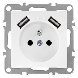 Egyszeres földelt aljzat + 2x USB-A OSTE JNH003-G White