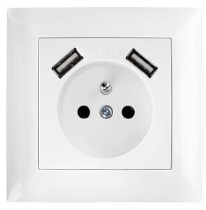 Egyszeres földelt aljzat + 2x USB-A OSTE JNH003-G White