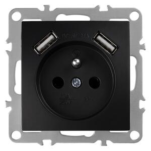 Egyszeres földelt aljzat + 2x USB-A OSTE JNH003-G Black