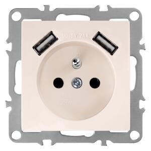 Egyszeres földelt aljzat + 2x USB-A OSTE JNH003-G Beige