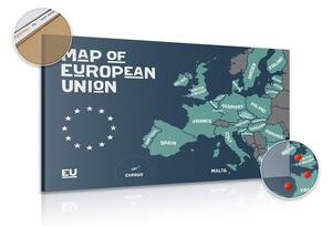 Parafa kép oktatási térkép, amelyen az Európai Unió országainak nevei vannak feltüntetve
