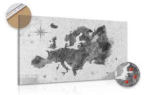 Parafa kép retro Európa térképe fekete fehérben