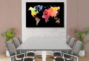 Parafa kép világ térkép akvarell kivitelben fekete háttéren