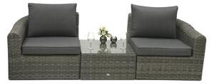DEOKORK Rattan moduláris készlet BORNEO LUXURY 2-3 fő részére (szürke)