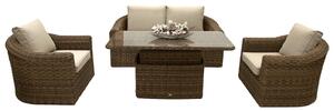 DEOKORK Rattan moduláris készlet BORNEO LUXURY 4 személyes (barna)