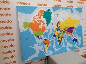 Parafa kép színes világ térkép - 90x60 wooden