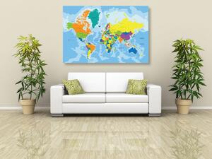 Parafa kép színes világ térkép - 90x60 wooden