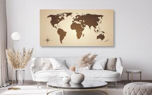 Parafa kép világ térkép barna színben