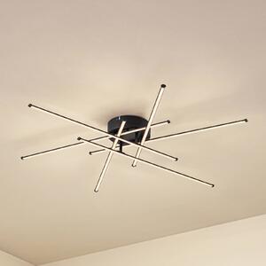 Lindby LED mennyezeti világítás Elviano, Ø 80 cm, fekete, 3000 K, Fekete, Nappali / Étkező, Alumínium, Modern