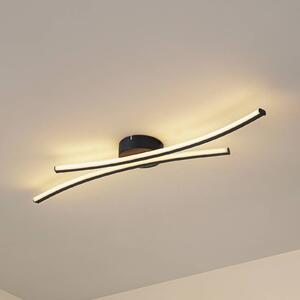 Lindby LED mennyezeti világítás Ravion, 90 cm, fekete, 3000 K, Fekete, Nappali / Étkező, Alumínium, Modern