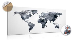 Parafa kép sokszögű világ térkép fekete fehérben
