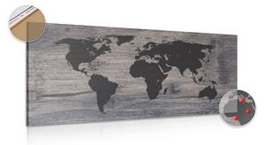 Parafa kép világ térkép sötét fa háttéren