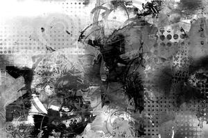 Öntapadó tapéta grafikus festmény fekete fehérben