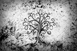 Öntapadó tapéta az élet fa szimbóluma fekete-fehérben