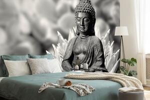 Fotótapéta békés Buddha fekete fehérben