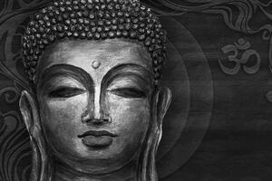 Tapéta Buddha arca fekete fehérben