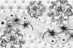 Tapéta fenséges virág ékszerek fekete fehérben - 150x100