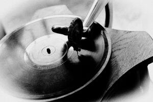 Fotótapéta fekete-fehér antik lemezjátszó