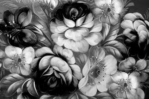 Tapéta virág világ fekete fehérben