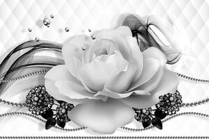 Tapéta rózsa absztrakció fekete fehérben
