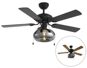 Mennyezeti ventilátor fekete 107,5 cm húzókapcsolóval - Mistral Busa