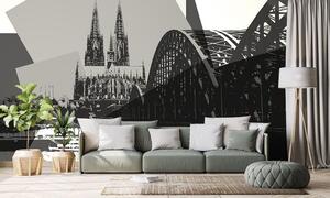 Tapéta Köln város fekete-fehér illusztrációja