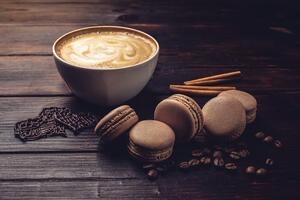 Fotótapéta kávé és csokoládé macaroons