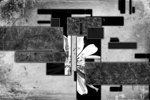 Öntapadó tapéta fekete-fehér virágos absztrakció
