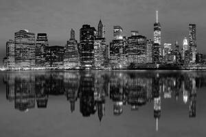 Öntapadó fotótapéta fekete fehér Manhattan tükörképe a vízben