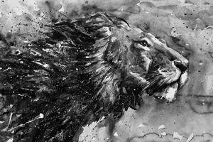 Öntapadó tapéta az állatok királya fekete fehér akvarell kivitelben