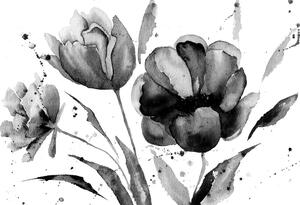 Tapéta csodás tulipán fekete fehérben