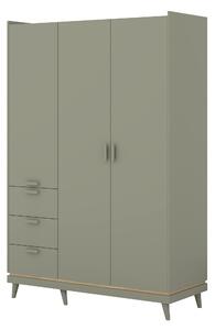 Gardróbszekrény Fertalu 100, Laminált forgácslap, 215x144x57cm, Zöld, Tölgy