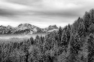 Öntapadó fotótapéta fekete fehér havas hegyek
