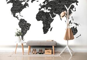Öntapadó tapéta fekete fehér világtérkép
