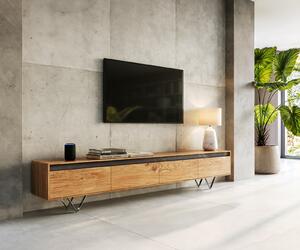 DELIFE Design TV szekrény Stonegrace 240 cm akác természetes pala 4 ajtós