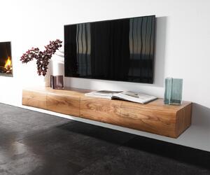 DELIFE TV szekrény New Live-Edge 175 cm akác természetes 4 ajtós lebegő