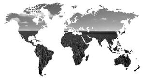 Tapéta világtérkép fekete fehérben