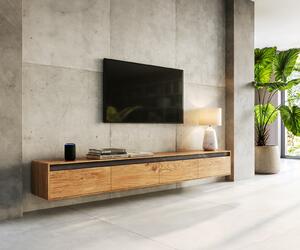 DELIFE Design TV szekrény Stonegrace 240 cm akác természetes pala 4 ajtós lebegő