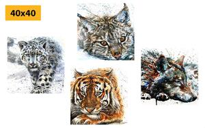 Képszett állatok csodálatos akvarell változatban - 4x 40x40