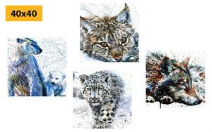 Képszett állatok érdekes akvarell változatban - 4x 40x40