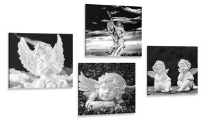 Képszett angyalok fekete-fehér változatban