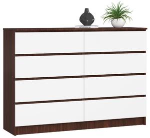 Fiókos komód Keanu K140 8SZ (wenge + fehér). Akció -15%