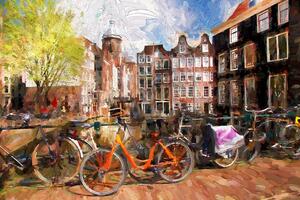 Tapéta rajzolt Amszterdam - 150x100